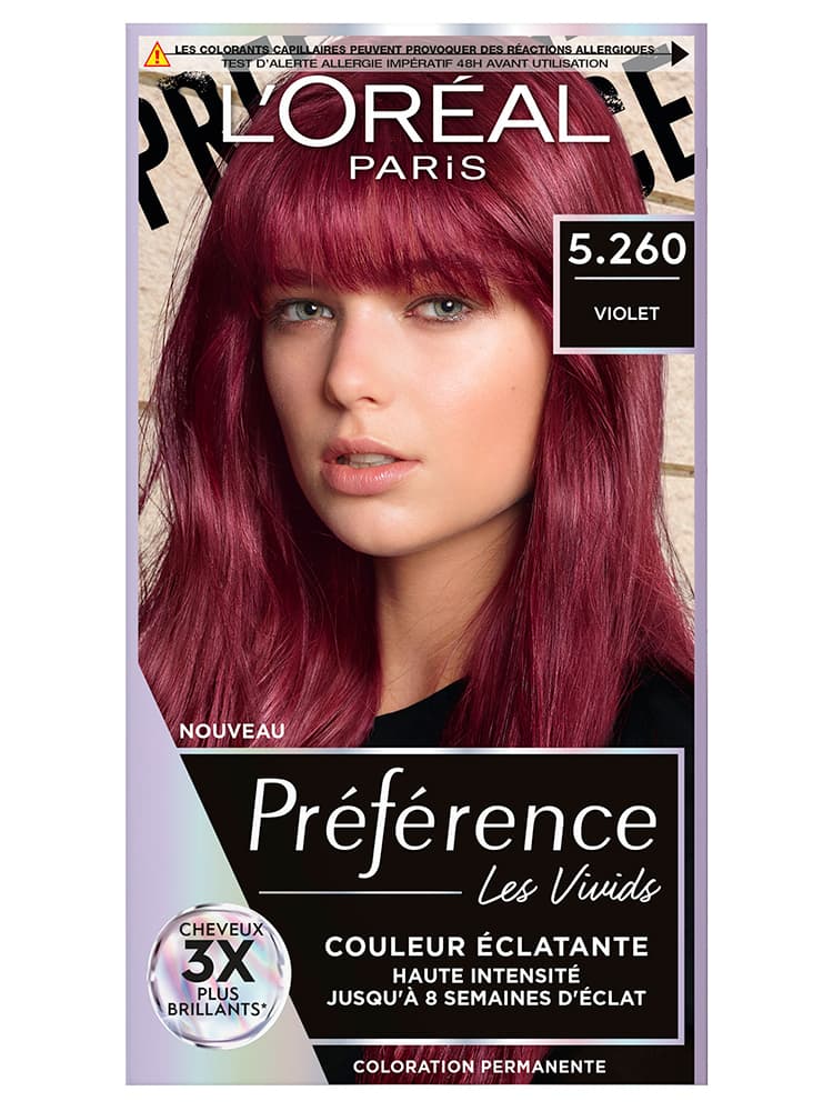L'Oréal Paris Préférence Couleur Permanente Éclatante 204 ml - Coloration : 5.260 Violet