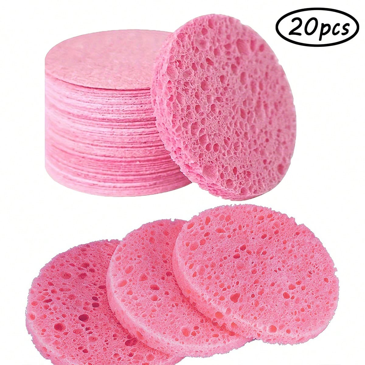 Lot de 20 éponges faciales compressées pour le nettoyage quotidien du visage, le massage de la peau et l'exfoliation, éponges de spa cosmétiques
