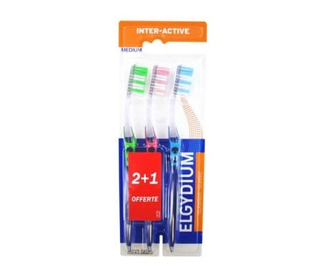 Elgydium Inter-Active Trio Br Dents Mèd B/2+1